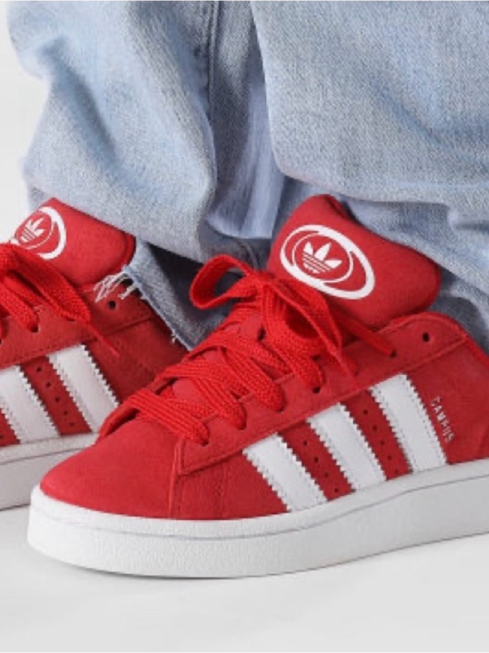 adidas Kids Red & White Suede Campus Sneakers